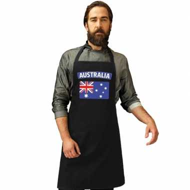 Australie vlag barbecuekeukenschort/ keukenschort zwart volwassenen