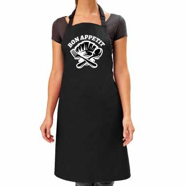 Bon appetit bbq keukenschort / keukenschort zwart dames