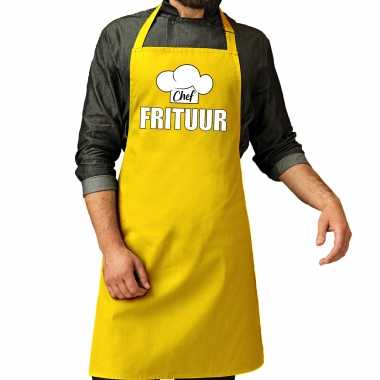 Chef frituur keukenschort / keukenschort geel heren