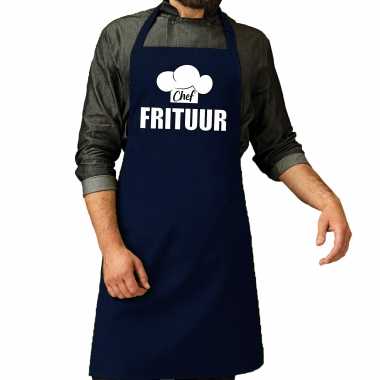Chef frituur keukenschort / keukenschort navy heren