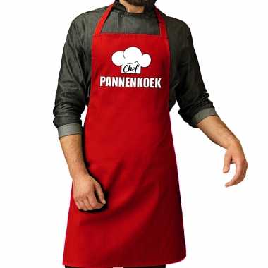 Chef pannenkoek keukenschort / keukenschort rood heren