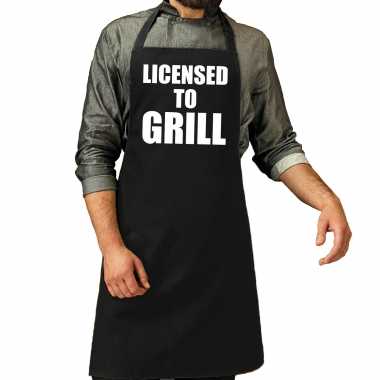 Licensed to grill barbecuekeukenschort heren zwart