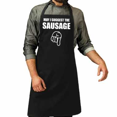 May i suggest the sausage cadeau katoenen keukenschort zwart heren