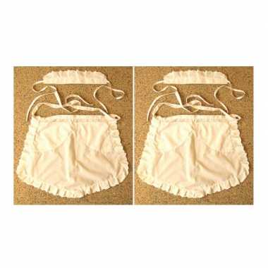 X stuks carnaval verkleed serveersters keukenschort wit kapje