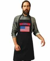 Amerika vlag barbecuekeukenschort keukenschort zwart volwassenen