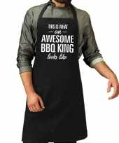 Awesome bbq king cadeau keukenschort zwart heren