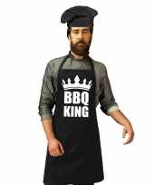 Bbq king barbecuekeukenschort zwart heren zwarte koksmuts