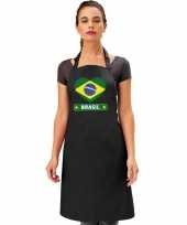 Brazilie hart vlag barbecuekeukenschort keukenschort zwart