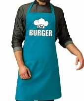 Chef burger keukenschort keukenschort turquoise heren