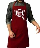 Chef kok barbeque keukenschort keukenschort bordeaux rood heren