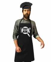 Chef kok keukenschort zwart heren zwarte koksmuts