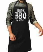 Dads bbq grill cadeau katoenen keukenschort zwart heren
