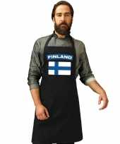 Finland vlag barbecuekeukenschort keukenschort zwart volwassenen