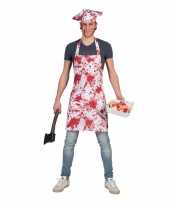 Halloween bloederig keukenschort koksmuts volwassenen