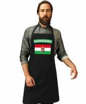 Hongarije vlag barbecuekeukenschort keukenschort zwart volwassenen