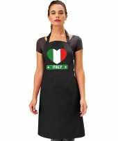 Italie hart vlag barbecuekeukenschort keukenschort zwart