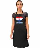 Kroatie hart vlag barbecuekeukenschort keukenschort zwart