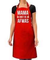 Mama doet afwas cadeau katoenen keukenschort rood dames