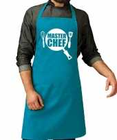 Master chef barbeque keukenschort keukenschort turquoise blauw voor