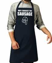 May i suggest the sausage cadeau katoenen keukenschort navy heren