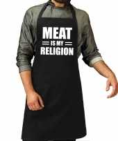Meat is my religion bbq keukenschort keukenschort zwart heren