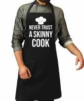 Never trust a skinny cook barbecue bbq keukenschort zwart heren