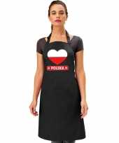 Polen hart vlag barbecuekeukenschort keukenschort zwart