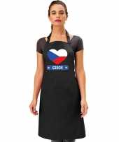 Tsjechie hart vlag barbecuekeukenschort keukenschort zwart