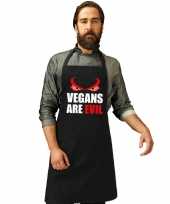 Vegans are evil barbecuekeukenschort keukenschort zwart heren