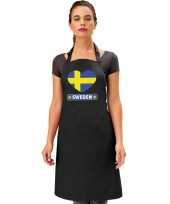 Zweden hart vlag barbecuekeukenschort keukenschort zwart
